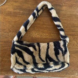 Fuzzy Tiger Print Purse